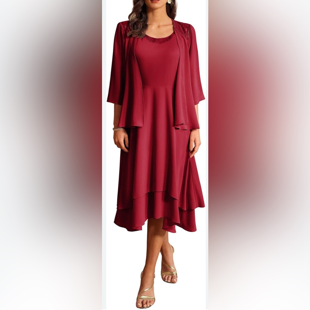 GRACE KARIN Mother of The Bride Wedding Guest Dress with Sequin Jacket Long